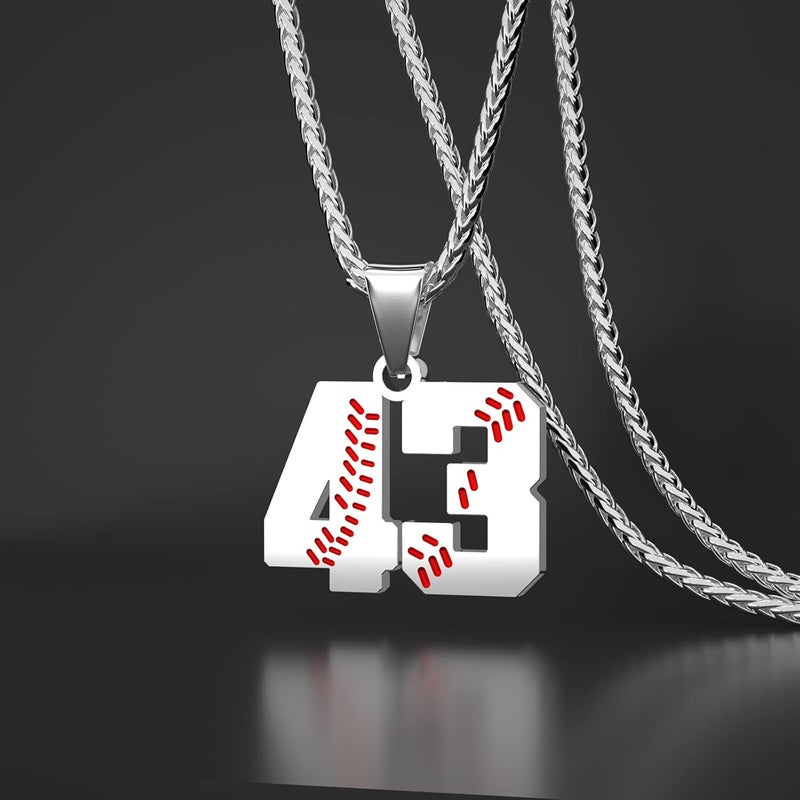 Wikavanli Personalized Baseball Jersey Number 00-99 Necklace - Stainless Steel Baseball Chain Pendant Necklace - Team Jewelry Gift for Boys, Girls, Men, Women - Image 2